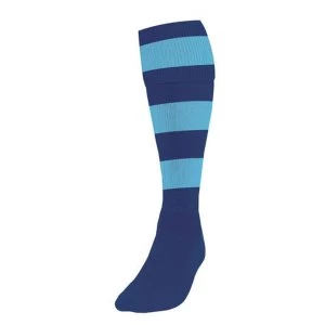 Image of Precision Hooped Football Socks Mens Navy/Sky