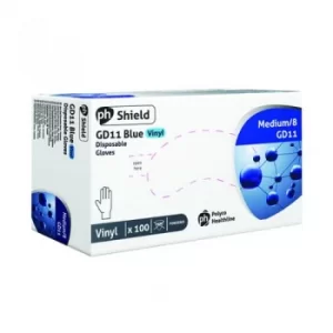 Image of Shield Powdered Blue Medium Vinyl Gloves Pack of 100 GD11