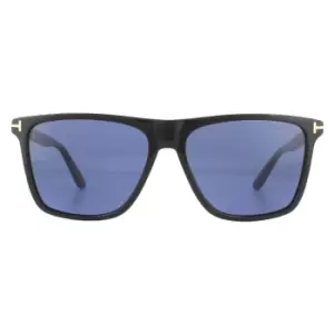 Image of Square Shiny Black Blue Sunglasses