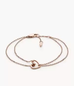 Image of Fossil Women Rose Gold-Tone Stainless Steel Chain Bracelet