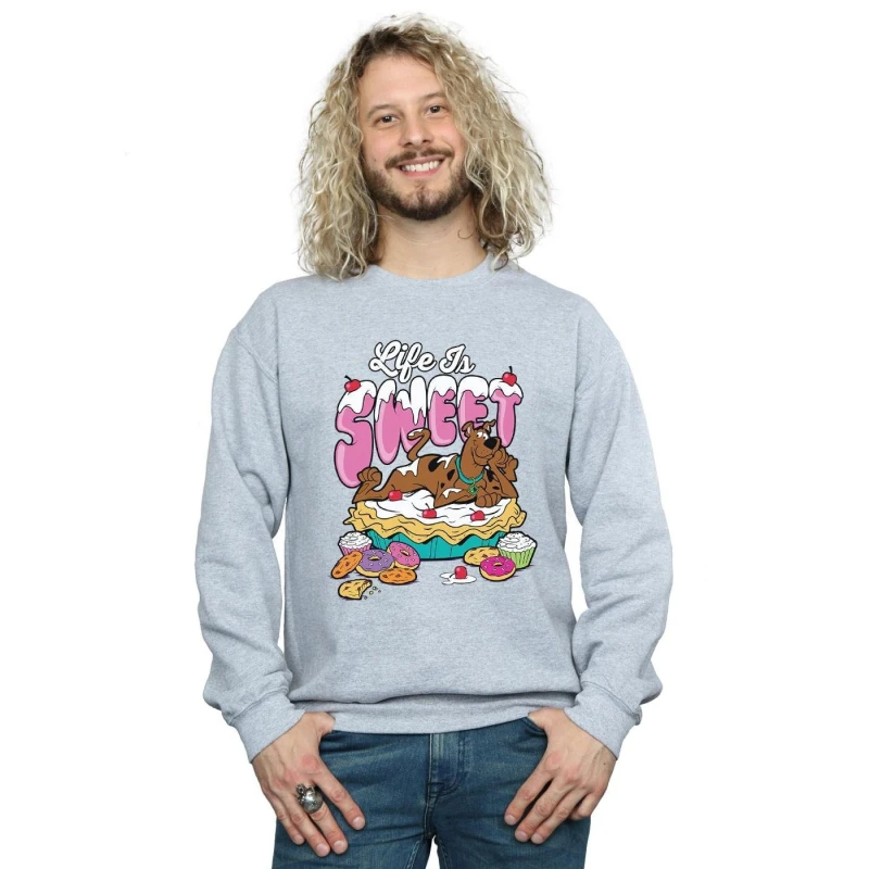 Image of Scooby Doo Scooby Doo Men Life Is Sweet Sweatshirt in Grey Size: Small Grey S Male 5063300648735