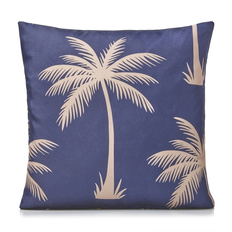 Image of Luxury Living Palm Outdoor Water-repellant Cushion Navy unisex