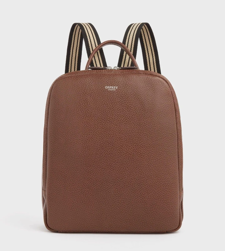 Image of OSPREY LONDON Womens The Chiswick Leather Backpack in Tan Tan Female