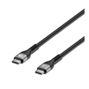 Image of Manhattan USB-C to USB-C Cable (240W) 2m Male to Male Black 480 Mbps (USB 2.0) Extended Power Range (EPR) charging up to 240W (Note additional USB-C 2