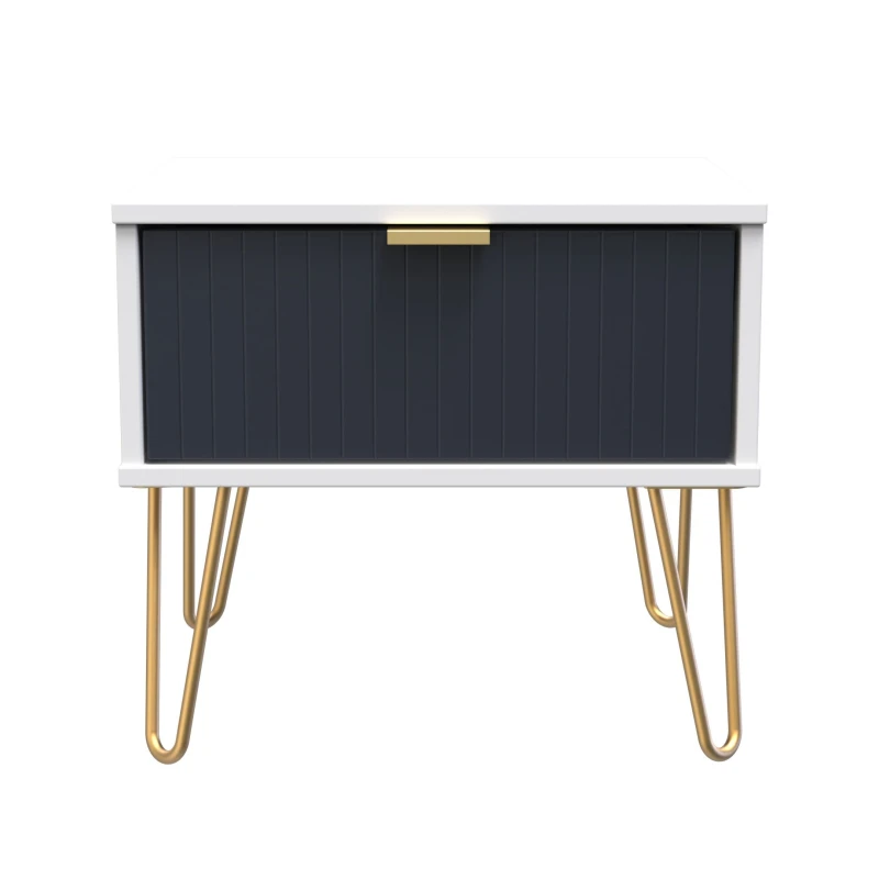 Image of Moderna Ready Assembled Matt Indigo & White 1 Drawer Non-Extendable Small Side Table (H)410mm (W)450mm (D)395mm
