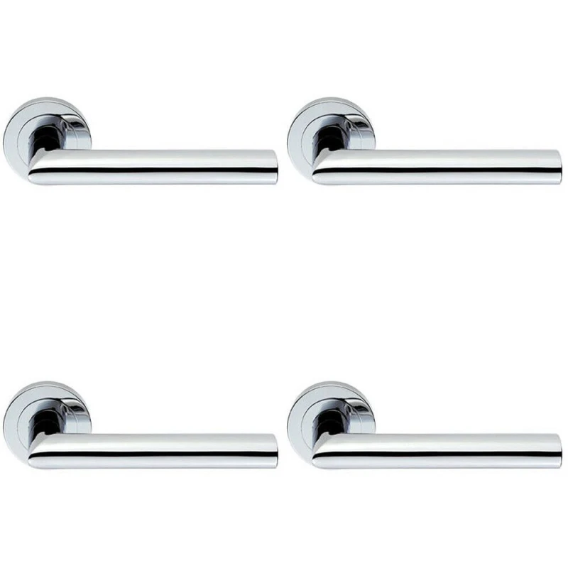 Image of Loops 4x PAIR Straight Mitred Bar Handle on Round Rose Concealed Fix Polished Chrome Multi