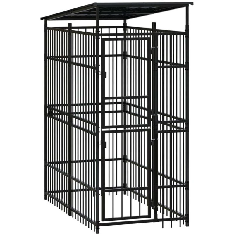 Image of VIDAXL Outdoor Dog Kennel with Roof Steel 1.84 m² Vidaxl 8720286871256