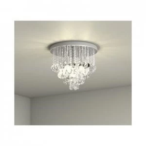 Image of Chrome Round Crystal Plate 9 Light Chandlier