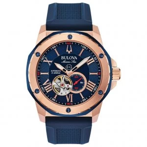 Image of Bulova Marine Star Mens Blue Silicone Strap Watch