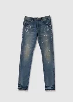 Image of Purple Brand Mens Indigo Dirty Vintage White Paint In Blue