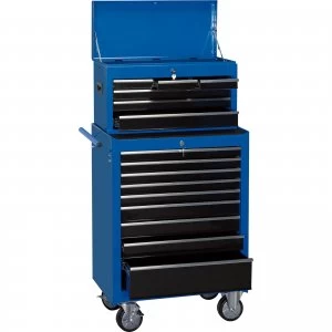 Image of Draper 15 Drawer Roller Cabinet and Tool Chest Blue / Black