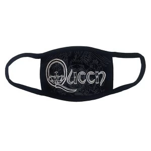 Image of Queen - White Retro Logo Face Mask - Black