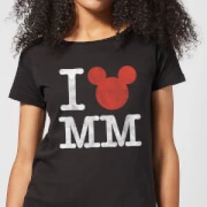 Image of Disney Mickey Mouse I Heart MM Womens T-Shirt - Black