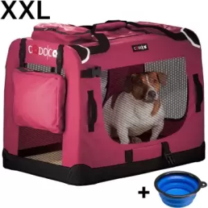 Image of CADOCA Pet Carrier Fabric Dog Cat Rabbit Transport Bag Cage Folding Puppy Crate XXL - Dunkelrot (de)