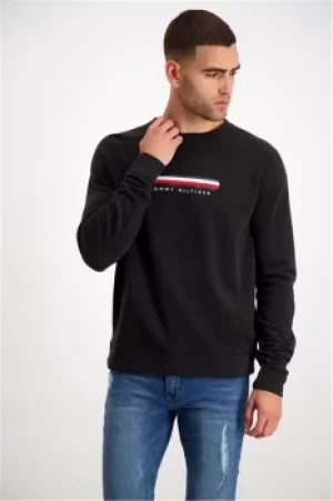 Image of TOMMY HILFIGER LINES LOGO HOODIE Black