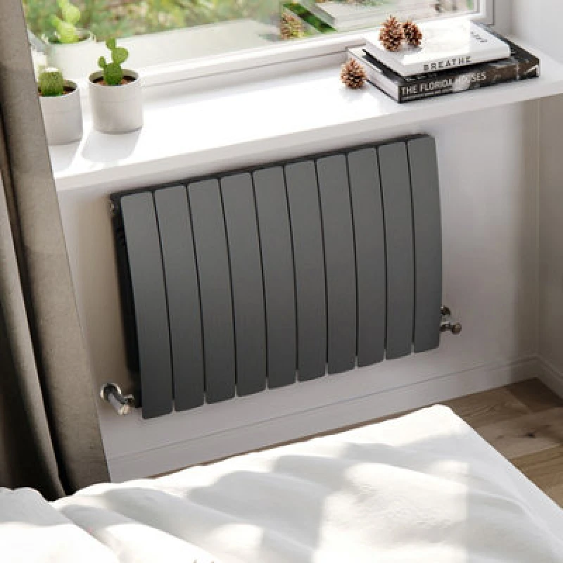 Image of Terma Bergamo Graphite Hydronic Horizontal Designer 3842Btu Radiator, (W)800mm X (H)590mm