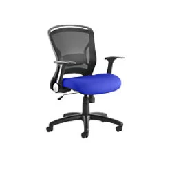 Image of Dynamic Tilt & Lock Task Operator Chair Folding Arms Zeus Black Back, Stevia Blue Seat, Black Frame Without Headrest Medium Back