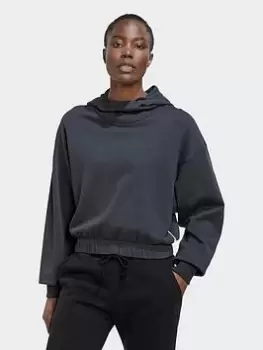 Image of adidas Studio Lounge Cropped Hoodie, Grey Size XS Women