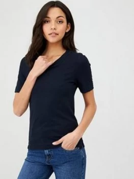 Image of Whistles Rosa Double Trim T-Shirt - Navy