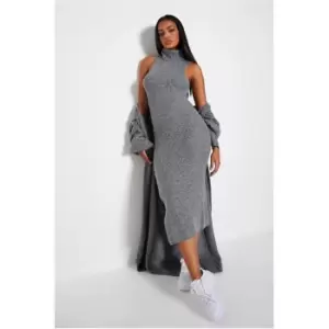 Image of I Saw It First Recycled Roll Neck Dress - Grey
