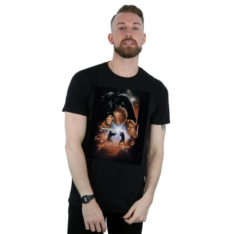 Image of Star Wars Star Wars Men Episode III Movie Poster T-Shirt in Black Size: Small Black S Male 5057864265255