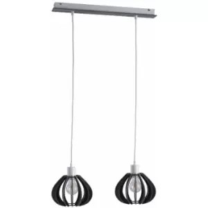 Image of Keter Nicoleta Bar Pendant Ceiling Light Grey, 52cm, 2x E27