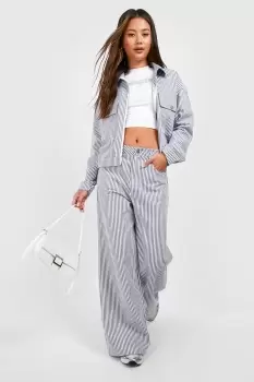 Image of Stripe Chambray Denim Wide Leg Jeans