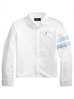 Image of Ralph Lauren Girls Crop Oxford Shirt - White