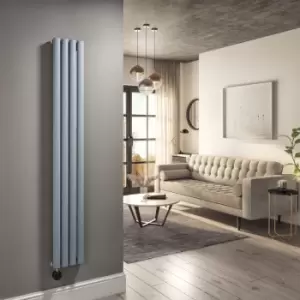 Image of Light Grey Electric Vertical Designer Radiator 1kW with WiFi Thermostat - H1600xW236mm - IPX4 Bathroom Safe