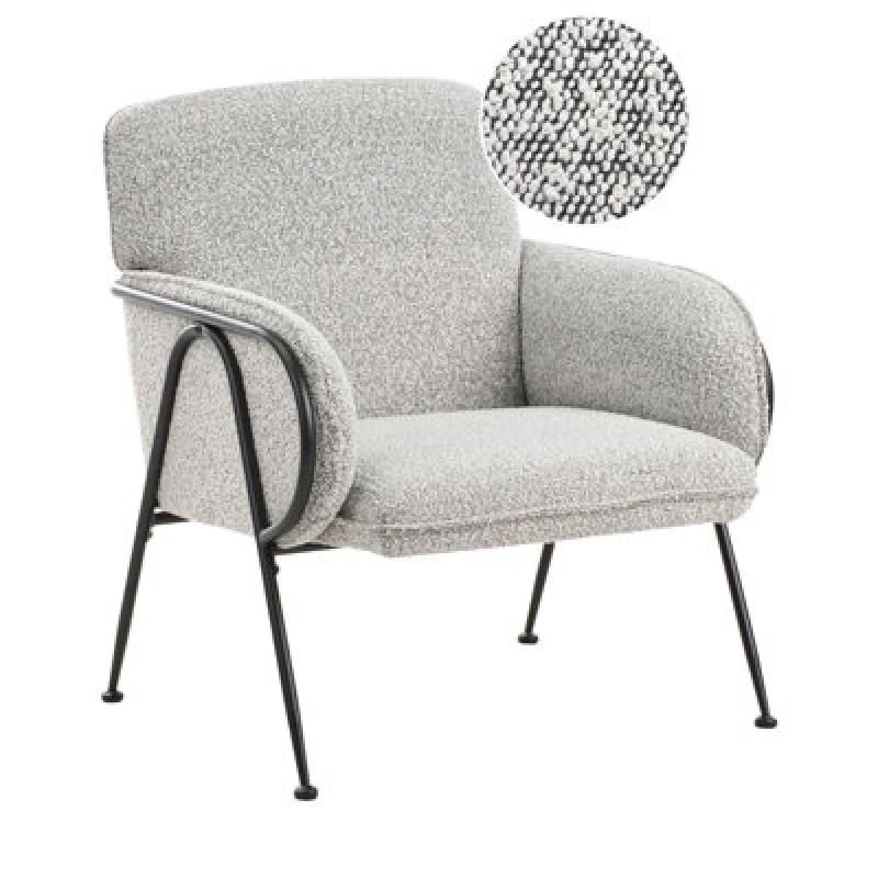 Image of Beliani Fabric Armchair Black And White Trysnes