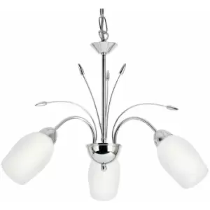 Image of Hanging Flush Ceiling Pendant 3 Light chrome & glass Chandelier Lamp Bulb Holder