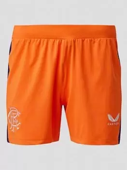 Image of Castore Rangers Junior 22/23 3Rd Stadium Shorts - Orange/Navy, Orange/Navy, Size M