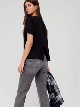 Image of Superdry Studios Split Back Woven Top - Black, Size 10, Women