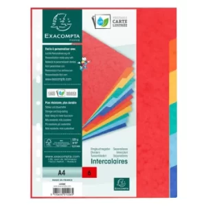 Image of Exacompta Dividers 225gsm, A4, 6 Part, Plain, Pack of 50