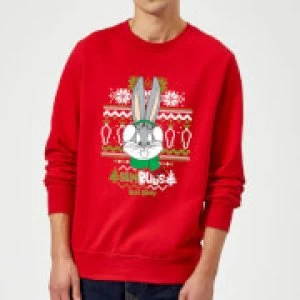 Image of Looney Tunes Bugs Bunny Knit Christmas Sweatshirt - Red - M