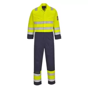 Image of Modaflame Flame Resistant Hi Vis Overall Yellow / Navy 2XL 32"