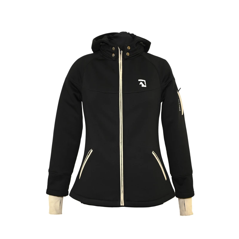 Image of Requisite Womens Essential Wind Resistant Softshell Detachable Hood Long Sleeve Equestrian Jacket Black female 8 (XS)