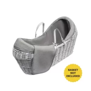 Image of Kinder Valley - Grey Waffle Pod Moses Basket Bedding Set Dressings with Fleece Lined Coverlet & Full Body Surround - Grey