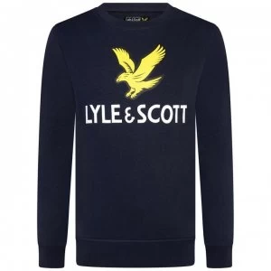 Image of Lyle and Scott Logo Crew Neck Sweatshirt - Navy 203