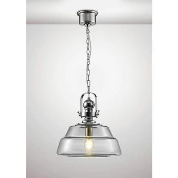 Image of Reyna Single Large Suspension 1 Bulb E27 polished chrome / transparent glass