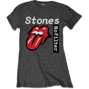 Image of The Rolling Stones - No Filter Text Womens Medium T-Shirt - Grey