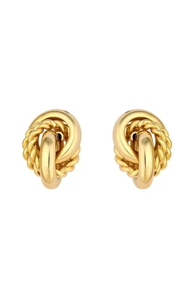 Image of Gold Plated Textured Knot Earrings