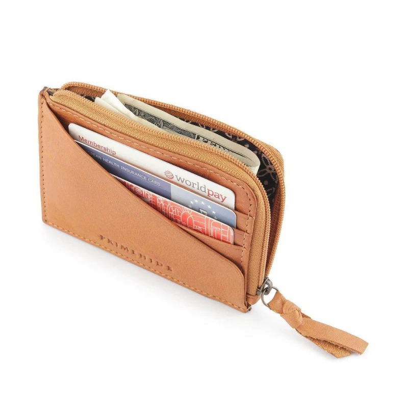 Image of PRIMEHIDE 'Washed Cancun' Leather Card Holder Tan