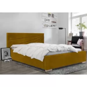 Image of Fenna Bed Super King Plush Velvet Mustard