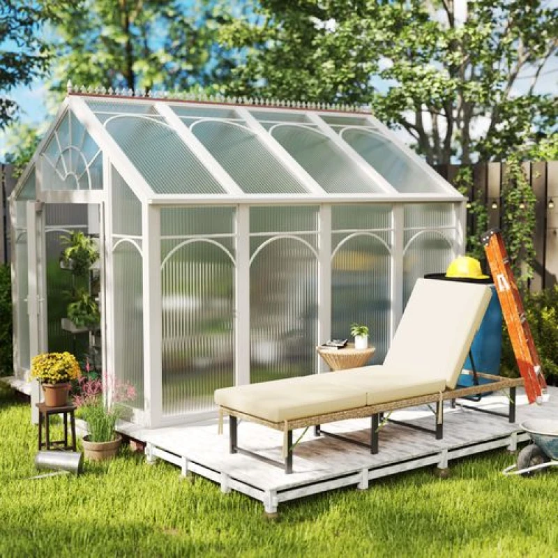 Image of Outsunny Folding Rattan Sun Lounger with Adjustable Back, Cushion, Natural Natural