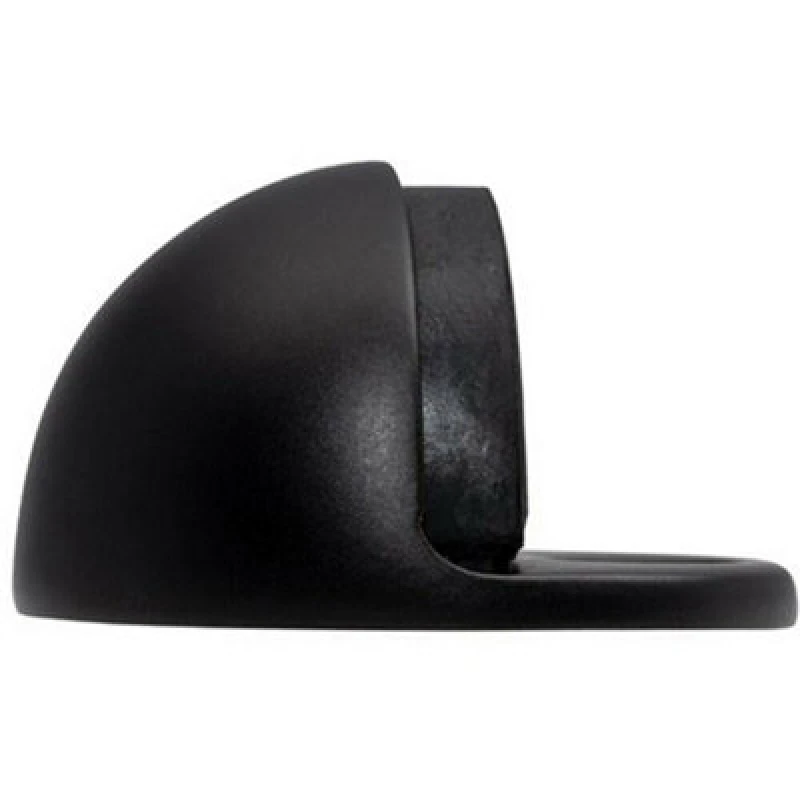 Image of Loops Floor mounted Oval Doorstop 44 x 22mm Matt Black Half Moon Stopper Black