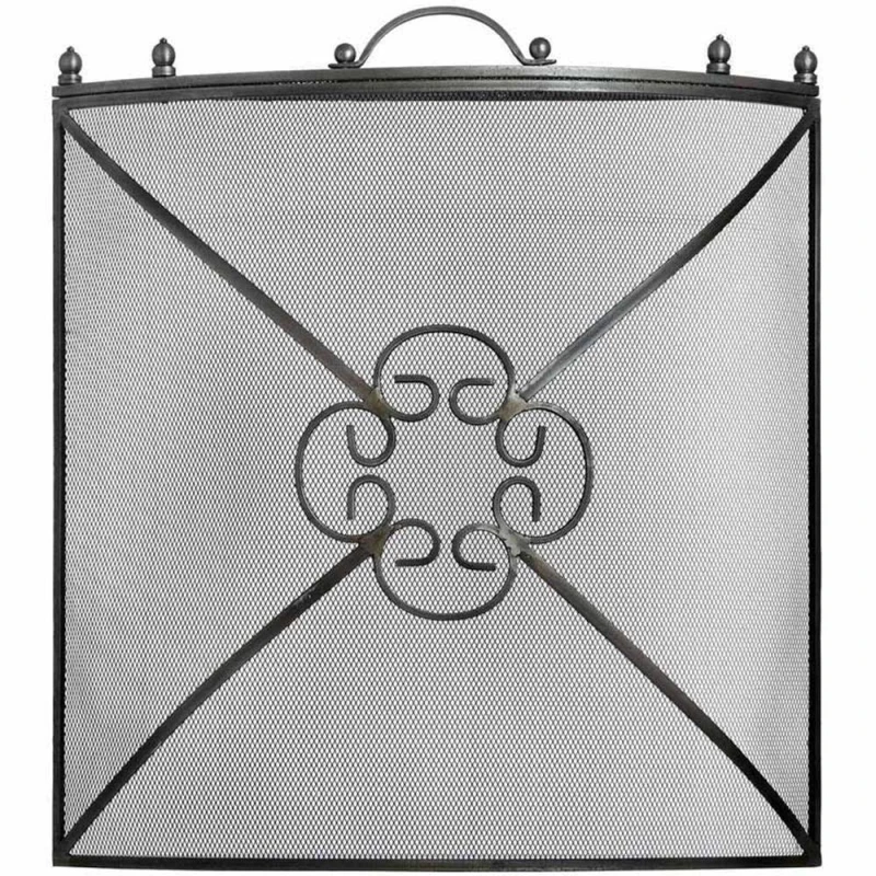 Image of Lemon Pavilion Furniture and Decor Mesh Fireguard in Antique Pewter Effect Finish - L13 x W61 x H61cm in Grey Grey Unisex