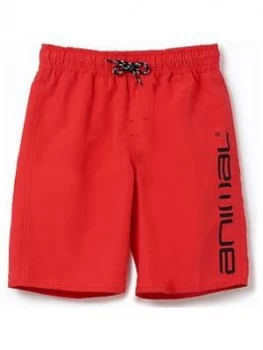 Image of Animal Boys Tannar Logo Swim Shorts - Red