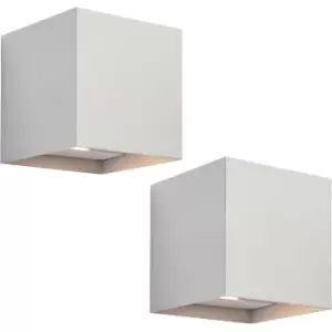 Image of 2 PACK Up & Down Twin Outdoor Wall Light - 2 x 5.5W CCT LED - Matt White