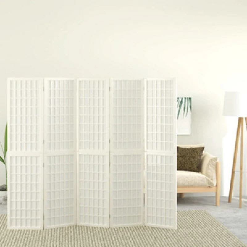 Image of Vidaxl Folding 5-panel Room Divider Japanese Style 200X170 Cm White 352089